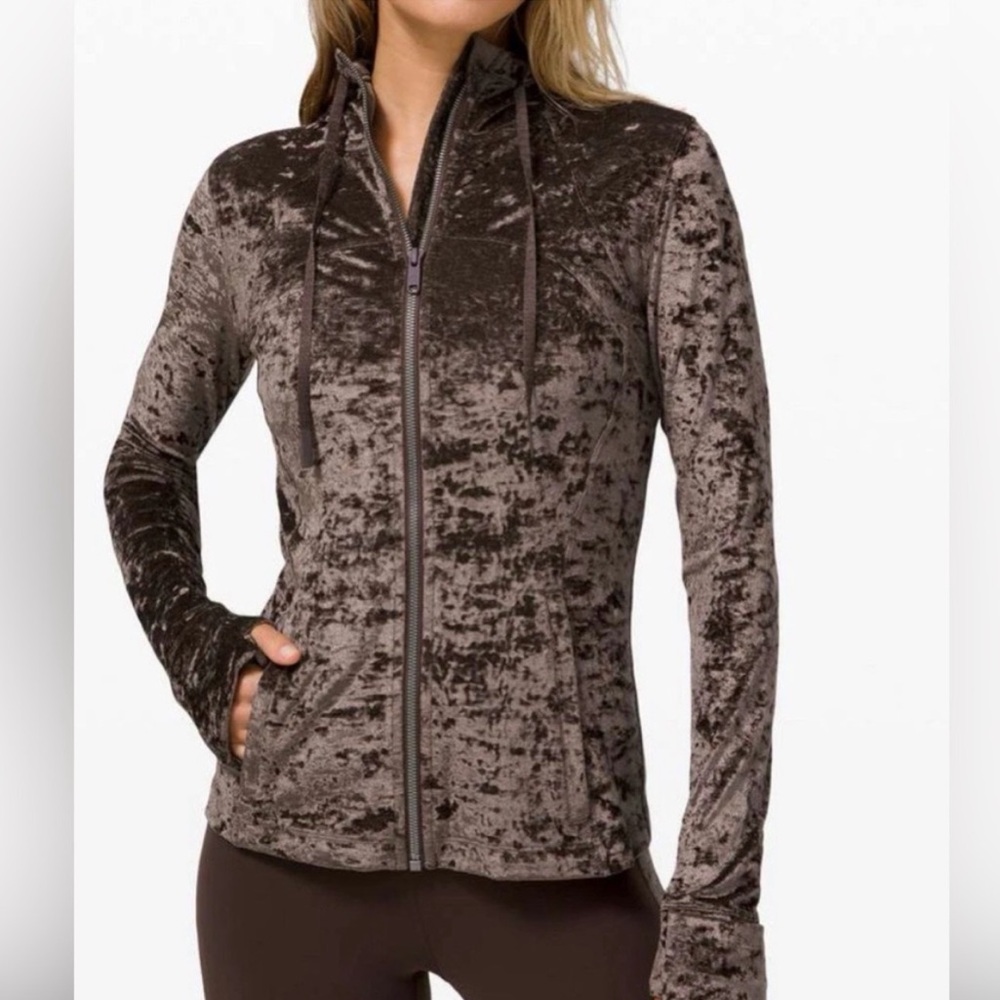 Lululemon Hooded Define Jacket Crushed Velvet Brown Size 4